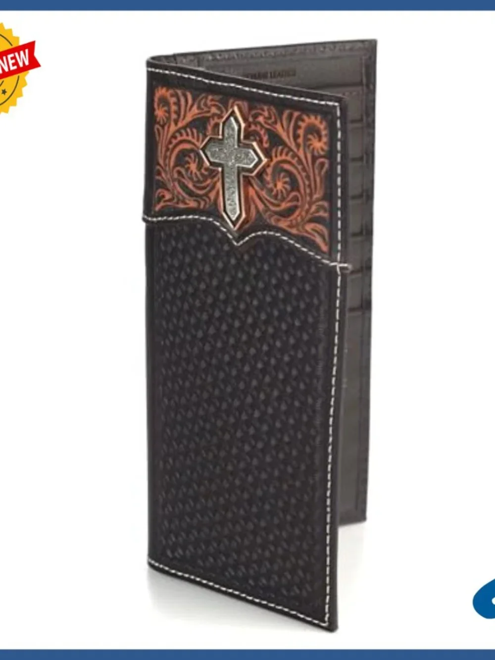 Genuine Leather Bi-Fold Wallet with Checkbook Holder and ID Pocket